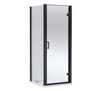 Balterley Hinged Shower Door With 6mm Glass, Side Panel & Slip Resistant 900X900mm Shower Tray, Matt Black/white