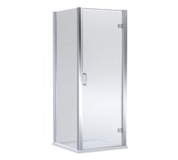 Balterley Hinged Shower Door With 6mm Glass, Side Panel & Slip Resistant Tray 800X800mm Chrome Frame & White Finish