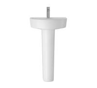 Balterley 425mm Bathroom Sink, Full Pedestal Ceramic Round Bowl Bathroom Wash Basin Sink with Overflow, 1 Tap Hole, Floor Standing Basin Sinks for Cloakroom - 425 x 380 x 825mm (White)