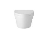 Balterley Hopwas Round Wall Hung Ceramic Toilet Pan With Soft Close Seat, 400mm - White