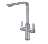Balterley Ipstones Kitchen Mono Mixer Tap With Dual Lever Handles, Curved Swivel Spout - Brushed Nickel Finish