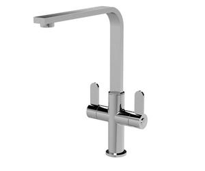 Balterley Ipstones Kitchen Mono Mixer Tap With Dual Lever Handles, Curved Swivel Spout - Polished Chrome Finish