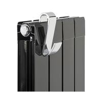 Balterley J Shaped Radiator Hooks for Robes and Towels, Chrome J Shaped Clip On Hook, Bathroom Radiator Towel Hooks for Flat Panel Radiators, Metal Towel Hook for Radiators - 30 x 65 x 115mm (Chrome)