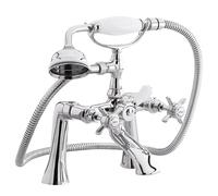 Balterley Kingsey Deck Mounted 1/2" Shower Mixer Tap, Shower Kit - Chrome/White in Silver Balterley Silver