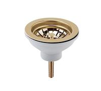 Balterley Kitchen Sink Waste Kit with Basket Strainer, 1 1/2 inch Sink Waste Pipe, Stainless Steel Basket Strainer, 90mm Standard Fittings - 115 x 115 x 63mm (Brushed Brass)