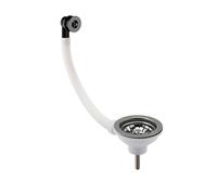 Balterley Kitchen Sink Waste Kit with Basket Strainer & Round Overflow, 1/2 inch Sink Waste Pipe, Stainless Steel Kitchen Overflow Kit, 90mm Standard Fittings - 63 x 115 x 115mm (Brushed Pewter)