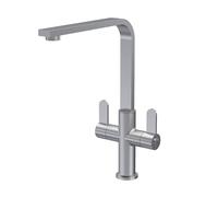 Kitchen Mono Mixer Tap with 2 Lever Handles, 302mm - Brushed Nickel