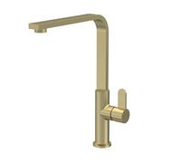 Balterley Kitchen Tap with Single Lever Handle, Mono Kitchen Mixer Tap, Brushed Brass Mono Mixer Taps for Sink, Round Base with Curved Flat Swivel Spout Taps - 90 x 246 x 320mm (Brushed Brass)