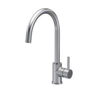 Balterley Kitchen Tap with Single Lever Handle, Mono Kitchen Mixer Tap, Brushed Nickel Mono Mixer Taps for Sink, Round Base with Curved Swivel Spout Taps for Sink - 90 x 245 x 373mm (Brushed Nickel)