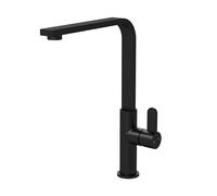 Balterley Kitchen Tap with Single Lever Handle, Mono Kitchen Mixer Tap, Matt Black Mono Mixer Taps for Sink, Round Base with Curved Flat Swivel Spout Taps - 90 x 246 x 320mm (Matt Black)