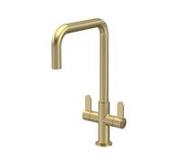 Balterley Kuma Kitchen Mono Mixer Tap 2 Lever Handles Square Spout Brushed Brass in Metallics Balterley Metallics