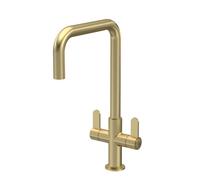 Balterley Kuma Kitchen Mono Mixer Tap With Dual Lever Handles, Square Spout - Brushed Brass Finish