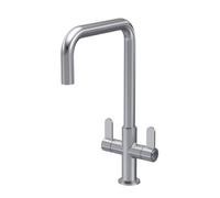 Balterley Kuma Kitchen Mono Mixer Tap With Dual Lever Handles, Square Spout - Brushed Nickel Finish