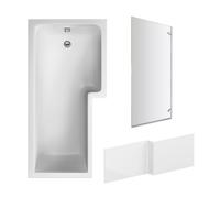 Balterley L Shape 1700x850 Bath with Panel & Chrome Square Hinge Screen RH in White Balterley White