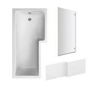 Balterley L Shape Bathtub, Front Panel With Bath Screen - Chrome Profile