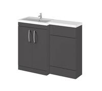 Balterley Left-Hand Bathroom Vanity And Wc Unit Combination With Basin - 1100mm - Gloss Grey With Chrome Handles