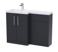 Level Furniture Combination Vanity Basin and WC Unit Left Hand - 1100mm x 390mm - Satin Soft Black - Balterley