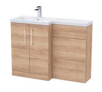Level Furniture Combination Vanity Basin and WC Unit Left Hand - 1100mm x 390mm - Bleached Cuneo Oak - Balterley
