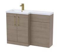 Balterley Left-Hand Vanity & WC Unit Combination, Brushed Brass, 1100mm in Brown Balterley Brown