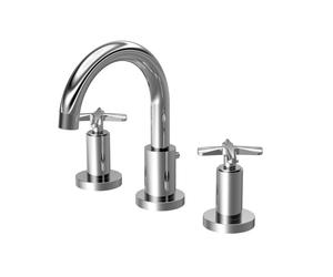 Balterley Levedale 3 Tap Hole Deck Mounted Basin Mixer Tap with Dual Crosshead Handles and Pop Up Waste - Polished Chrome Finish