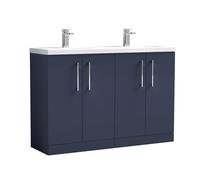 Balterley Level 1200mm Floor Standing 4 Door Double Basin Vanity Unit for Modern Bathroom Storage - Midnight Blue