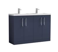 Balterley Level 1200mm Floor Standing 4 Door Vanity Unit with Double Basin for Modern Bathroom Storage - Midnight Blue