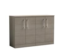 Balterley Level 1200mm Floor Standing 4 Door Vanity Unit with Worktop, Contemporary Bathroom Storage and Style - Solace Oak