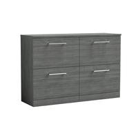 Balterley Level 1200mm Floor Standing 4 Drawer Unit Worktop Anthracite Woodgrain in Grey Balterley Grey