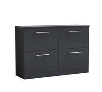 Balterley Level 1200mm Floor Standing 4 Drawer Vanity Unit & Worktop, Dark Grey Balterley Grey