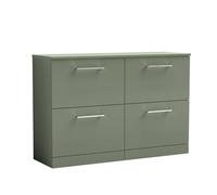 Balterley Level 1200mm Floor Standing 4 Drawer Vanity Unit & Worktop Satin Green Balterley Green