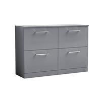Balterley Level 1200mm Floor Standing 4 Drawer Vanity Unit & Worktop, Satin Grey Balterley Grey