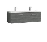 Balterley Level 1200mm Wall Hung 2 Drawer & Double Basin - Anthracite Woodgrain in Grey Balterley Grey