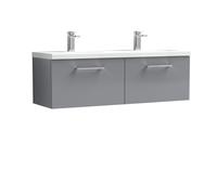 Balterley Level 1200mm Wall Hung 2 Drawer Vanity Unit, Double Basin - Satin Grey Balterley Grey