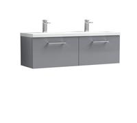 Balterley Level 1200mm Wall Hung 2 Drawer Vanity Unit, Double Basin - Satin Grey Balterley Grey