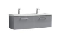 Balterley Level 1200mm Wall Hung 2 Drawer Unit, 2 Polymarble Basin - Satin Grey Balterley Grey