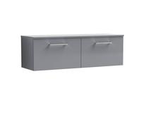 Balterley Level 1200mm Wall Hung 2 Drawer Vanity Unit with Worktop - Satin Grey Balterley Grey