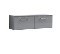 Balterley Level 1200mm Wall Hung 2 Drawer Vanity Unit with Worktop Stylish Storage Solution - Satin Grey