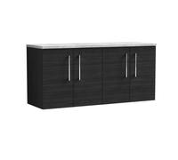 Balterley Level 1200mm Wall Hung 4 Door Vanity Unit With Laminate Worktop For Modern Bathroom Storage - Charcoal Black