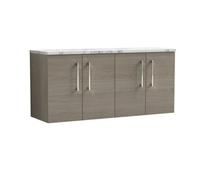 Balterley Level 1200mm Wall Hung 4 Door Vanity Unit With Laminate Worktop For Spacious Natural-Wood Bathroom Storage Solace Oak