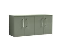 Balterley Level 1200mm Wall Hung 4 Door Vanity Unit with Worktop - Satin Green Balterley Green