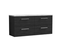 Balterley Level 1200mm Wall Hung 4 Drawer Vanity Unit with Laminate Worktop for Modern Bathroom Storage - Charcoal Black