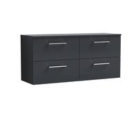 Balterley Level 1200mm Wall Hung 4 Drawer Vanity Unit with Worktop - Dark Grey Balterley Grey