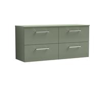 Balterley Level 1200mm Wall Hung 4 Drawer Vanity Unit with Worktop - Satin Green Balterley Green