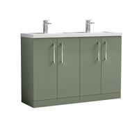 Balterley Level 1205mm Floor Standing 4 Door Unit, Double Basin - Satin Green Balterley Green