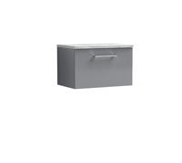 Balterley Level 600mm Wall Hung 1 Drawer Vanity Unit With Laminate Worktop For Compact Modern Bathroom Storage - Satin Grey