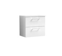 Balterley Level 600mm Wall Hung 2 Drawer Vanity Unit with Worktop - Gloss White Balterley White