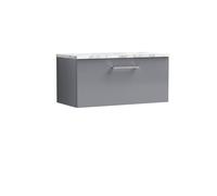 Balterley Level 800mm Wall Hung 1 Drawer Unit with Laminate Worktop - Satin Grey Balterley Grey