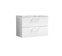 Balterley Level 800mm Wall Hung 2 Drawer Unit & Laminate Worktop - Gloss White Balterley White