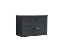 Balterley Level 800mm Wall Hung 2 Drawer Vanity Unit with Worktop - Dark Grey Balterley Grey
