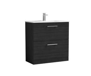 Balterley Level Contemporary Bathroom 2 Soft Close Drawer & Minimalist Floor Standing Vanity Unit Basin, Charcoal Black, 800mm